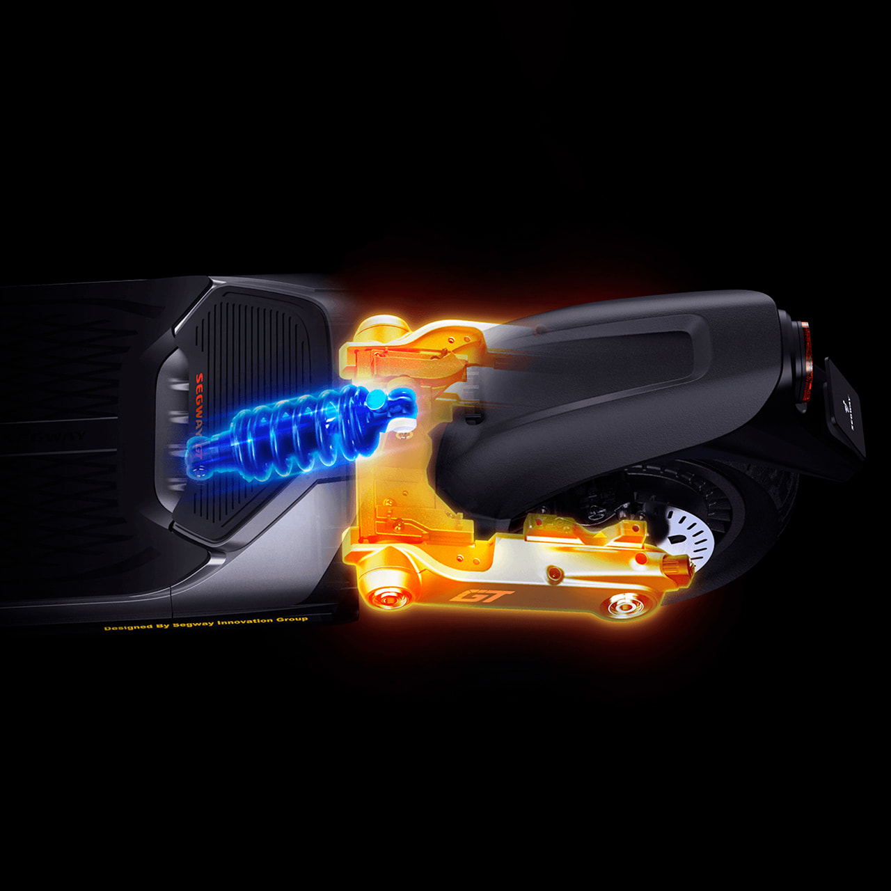 Ninebot SuperScooter GT1 оснащён рычажной подвеской